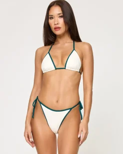 Aspen Bikini Top - Cream-Deep Teal