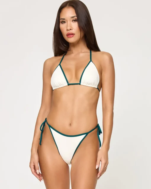 Aspen Bikini Top - Cream-Deep Teal