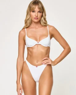 Belle Bikini Top - White Rosette