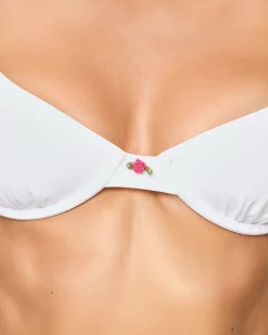 Belle Bikini Top - White Rosette