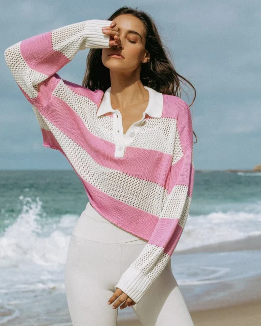 LSPACE X Anthropologie Rugby Sweater - Pink Lady