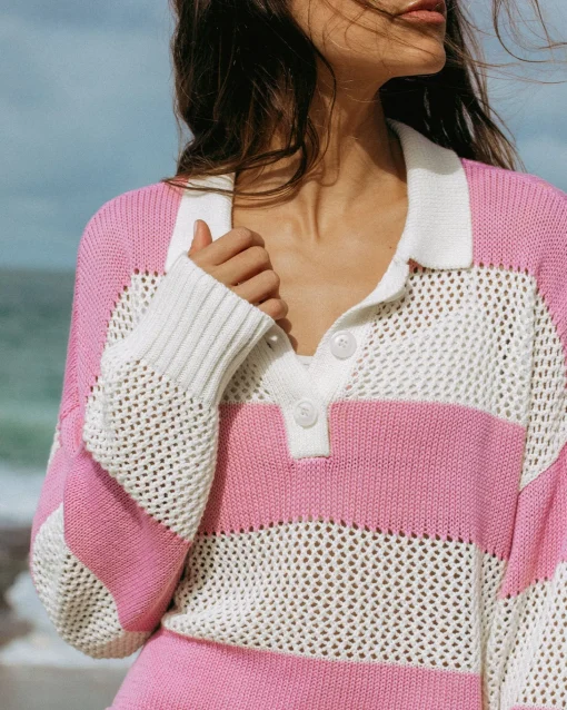 LSPACE X Anthropologie Rugby Sweater - Pink Lady