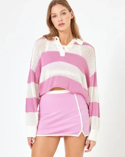 LSPACE X Anthropologie Rugby Sweater - Pink Lady