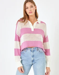 LSPACE X Anthropologie Rugby Sweater - Pink Lady