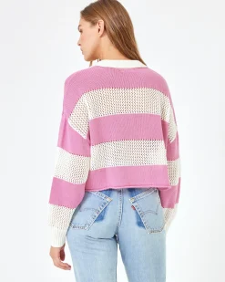 LSPACE X Anthropologie Rugby Sweater - Pink Lady