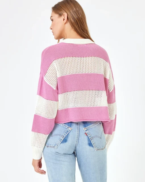 LSPACE X Anthropologie Rugby Sweater - Pink Lady